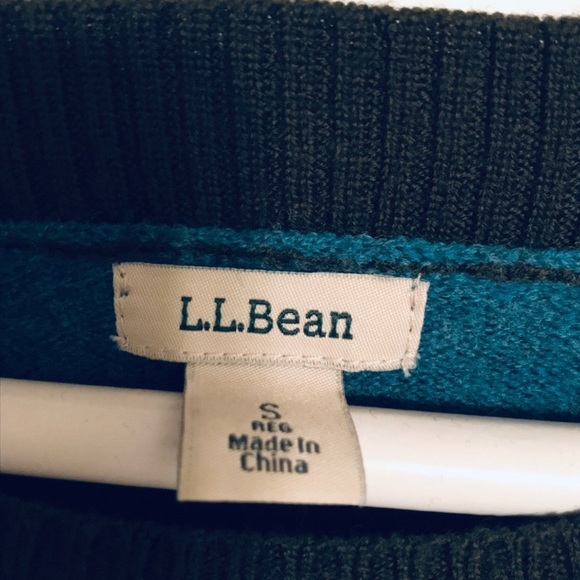 L.L.Bean Wool Color Block Crew Neck Sweater - Picture 2 of 3